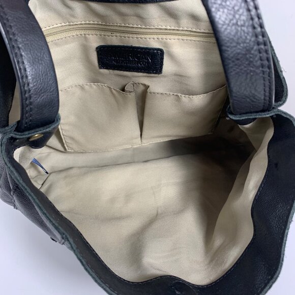 AMERICAN LEATHER CO Avery Sling Hobo Shoulder Bag Black Leather Tote EUC - Picture 10 of 13